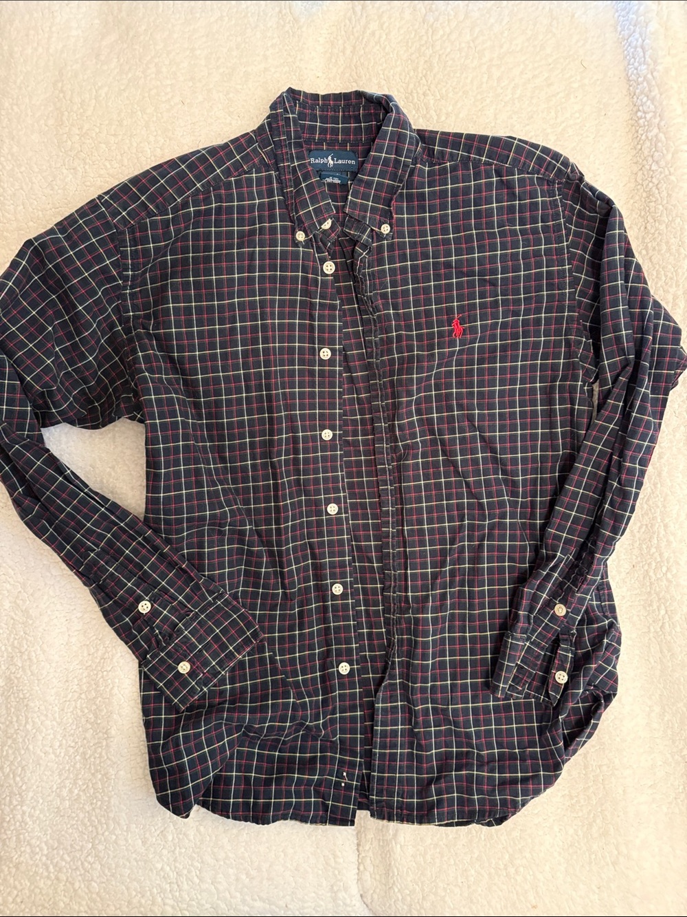 Polo by Ralph Lauren Navy and Red Plaid Button-Down Shirt